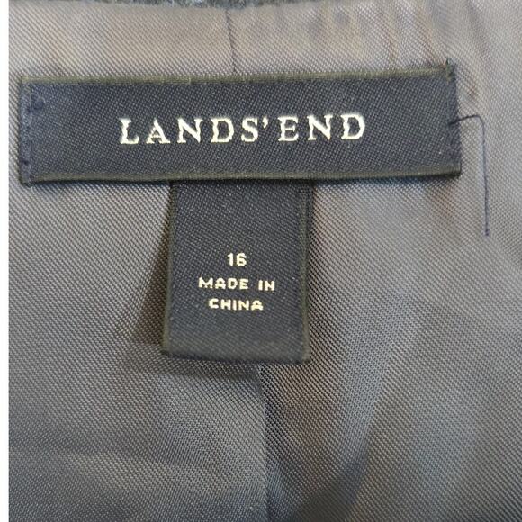 Lands’ End Women’s 16 Blue Paisley Jacquard Dress Jacket Long Sleeve Blazer - Picture 5 of 6